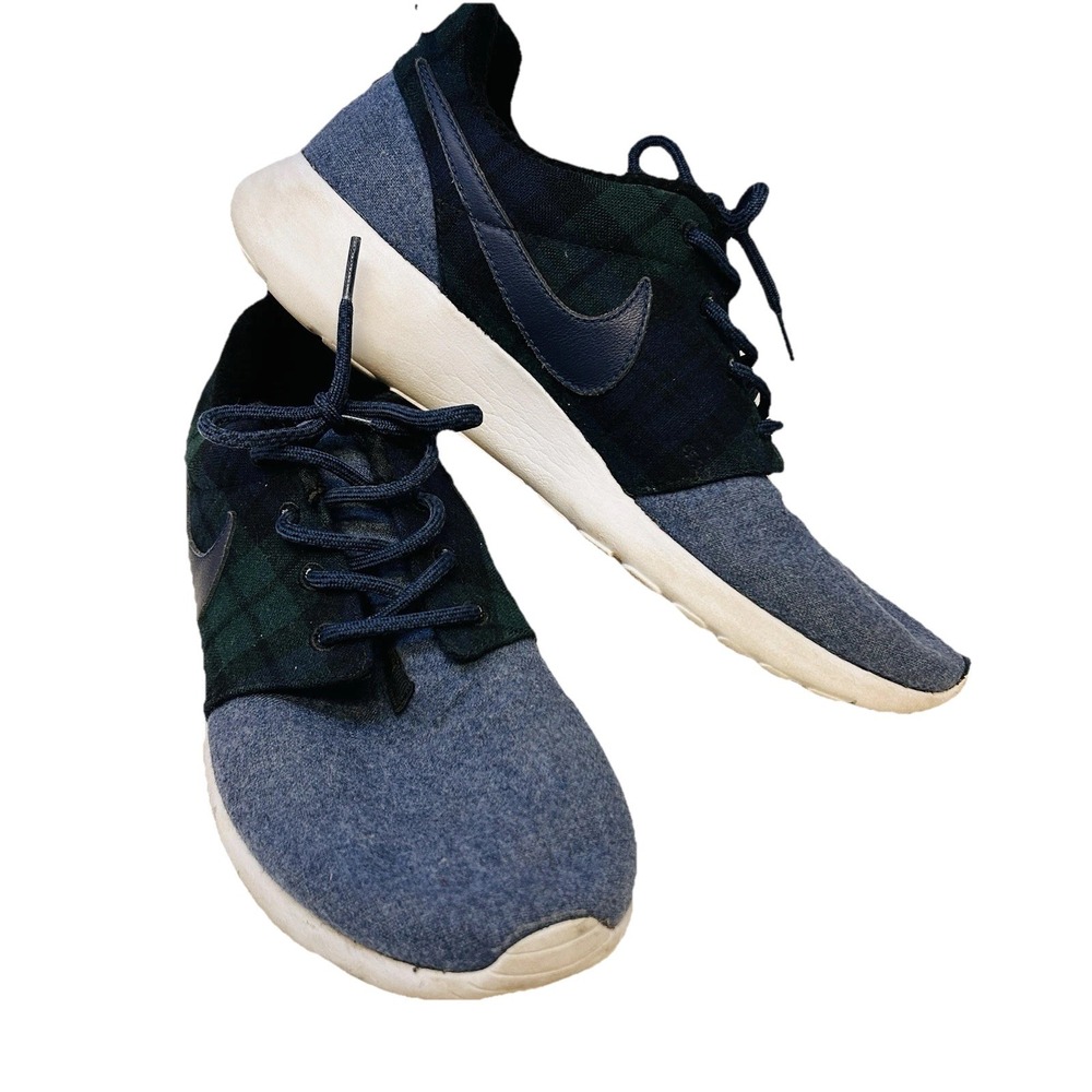 Nike iD Pendleton Roshe‎ Mens 10.5 Blue Wool Plaid Sneakers Athletic Run Shoes